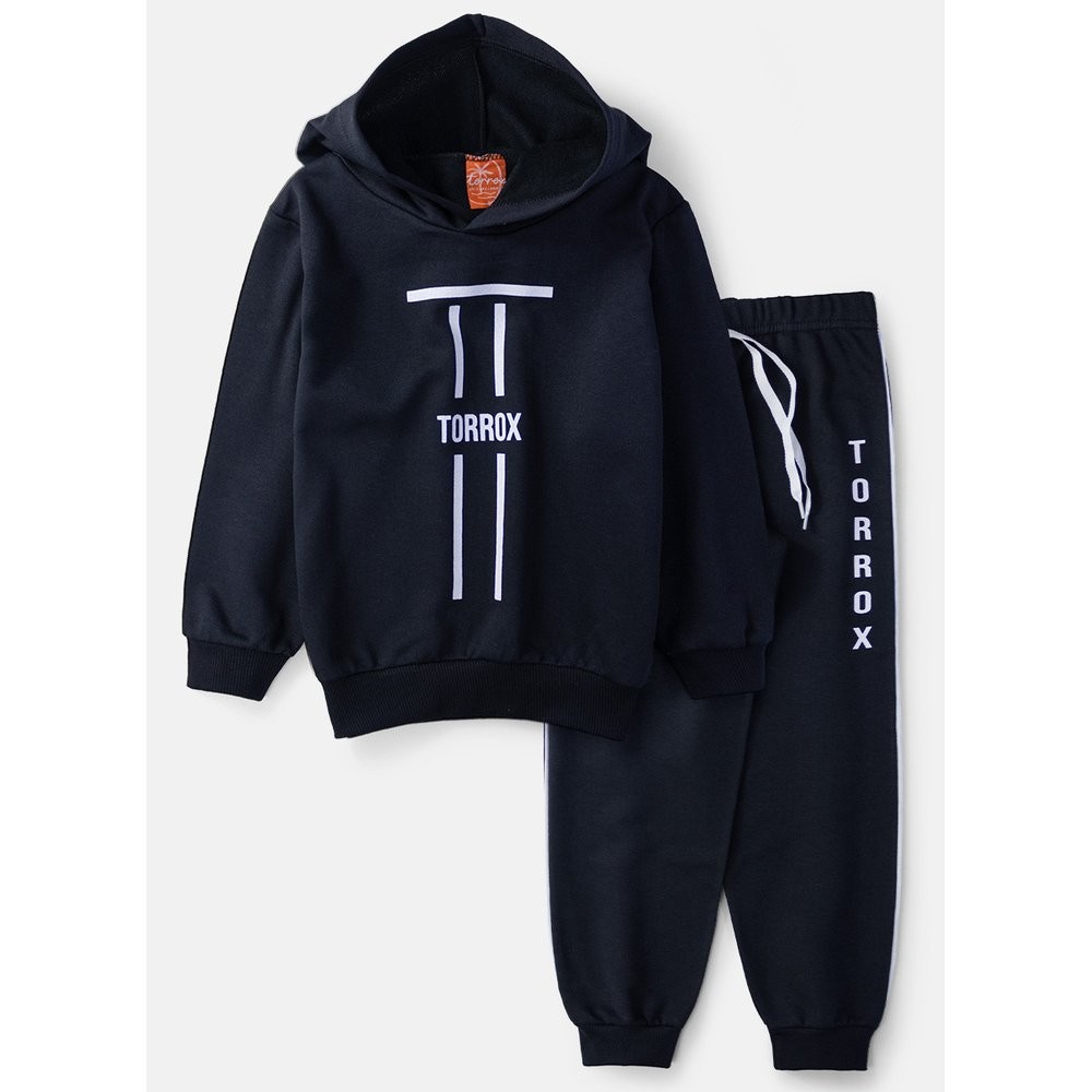 Conjunto Infantil Menino Moletom com Capuz Preto 0034 Torrox - Laluna