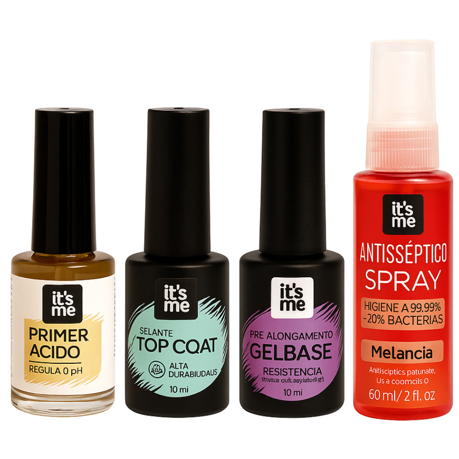 ITS ME KIT PREPARADORES DE UNHA DE GEL ACRIGEL LANÇAMENTO GEL BASE PRIMER ACID E TOP COAT PREP PRODUTO PREMIUM IMPORTADO