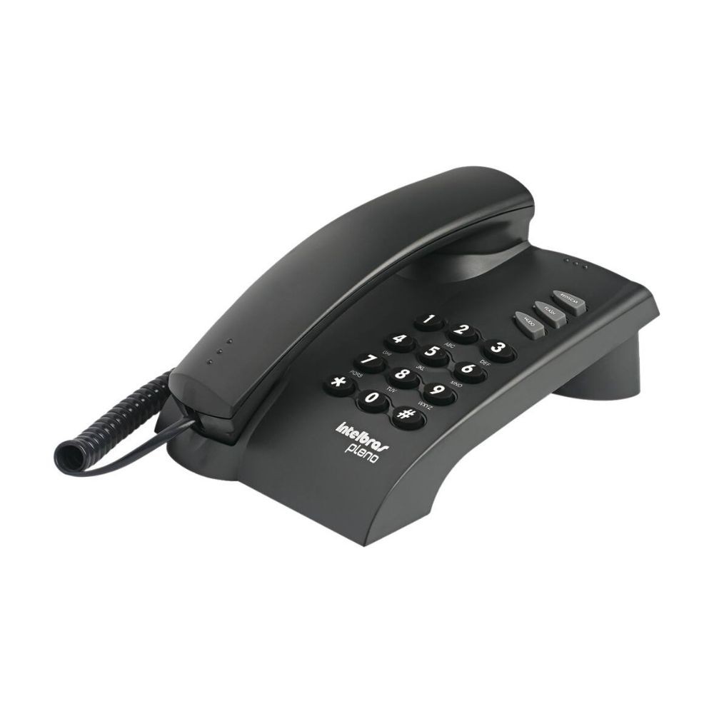 Telefone fixo de mesa Intelbras com fio preto Pleno sem chave