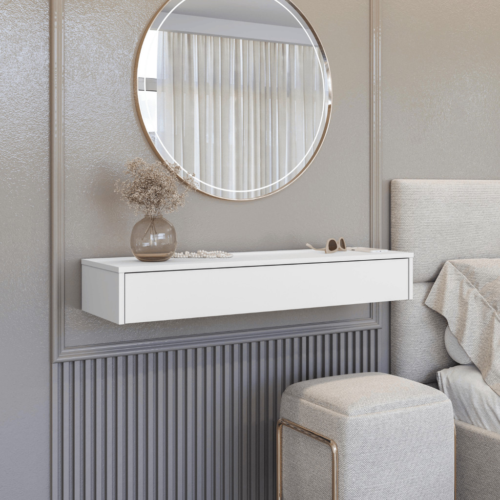 Penteadeira Com Gaveta 100CM Console Camaraim Corrediças Telecópica Multifuncional Suporta 15kg