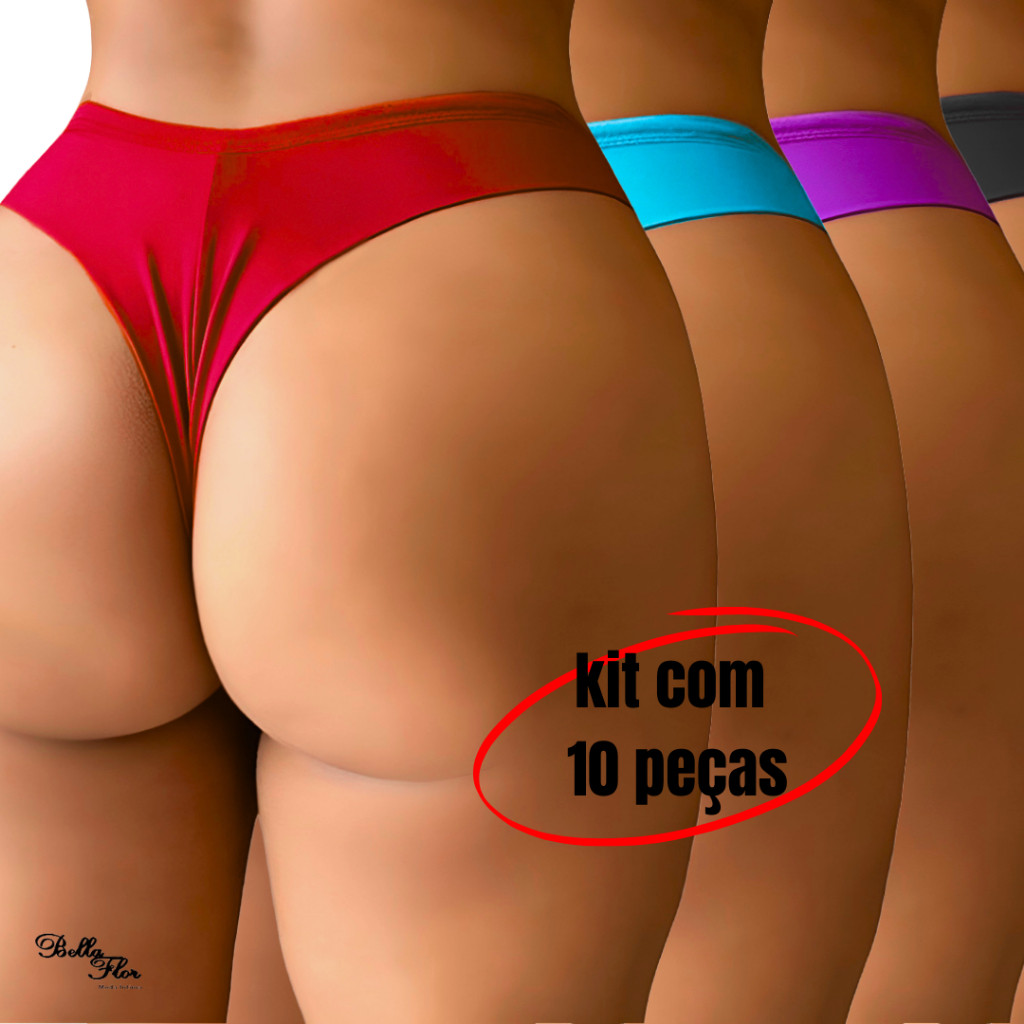 KIT 10 Calcinhas Empina Bumbum Fio Dental Duplo Conforto Sensual Sem Costura no Bumbum