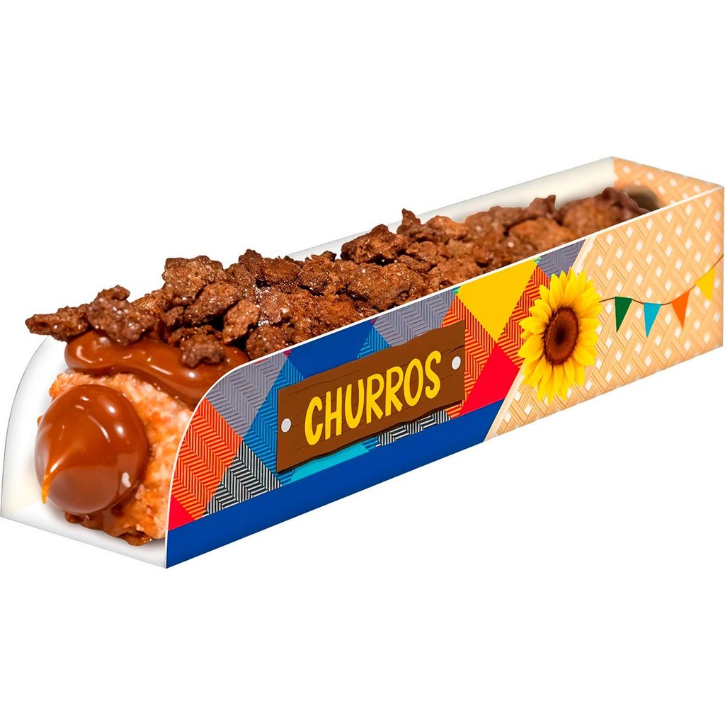25 Caixinhas Churros Embalagem Descartável de Festa Junina Kit com 25 Caixas de 15cm