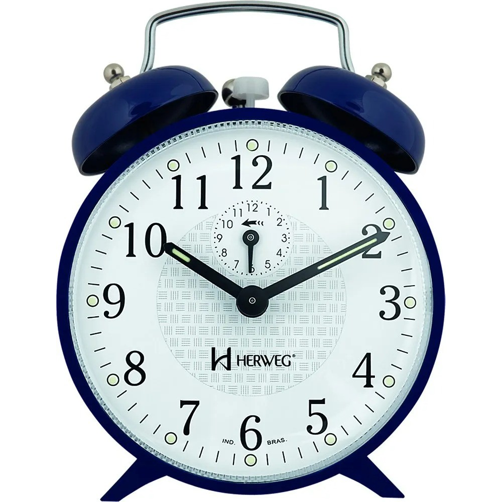 Relógio Despertador Antigo Preto Mecânico Cordas Herweg 2206 em Oferta na Shopee