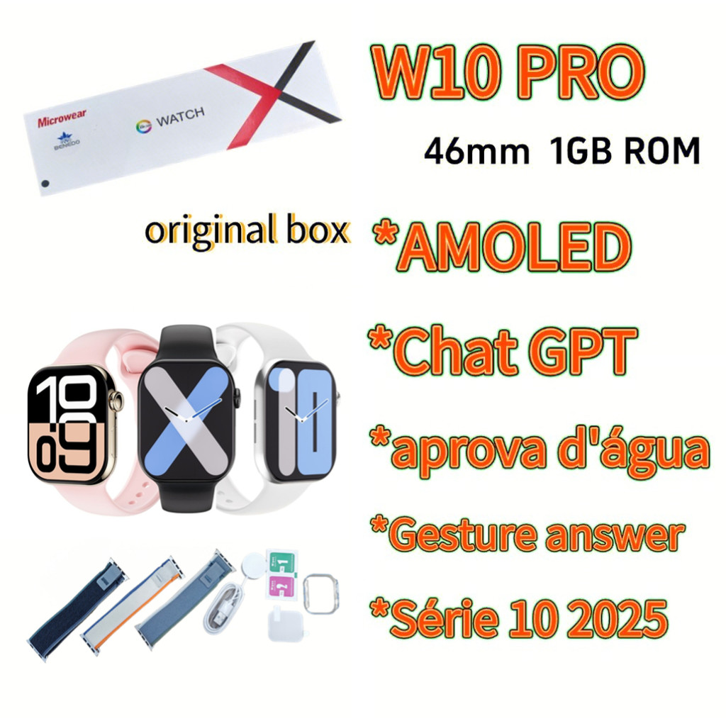 SMART WATCH W10 Pro(S10) Série 10 2025 46mm  Amoled IP68  Aprova d’agua Inteligente  ChatGPT  Gps em Oferta na Shopee