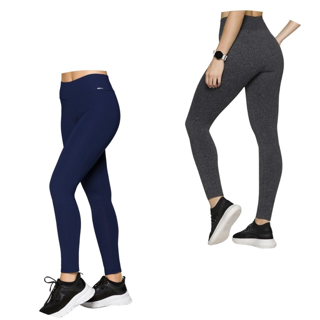 Kit 2 Leggings Sem Costura Selene Zero Transparência Sport Fitness. em Oferta na Shopee