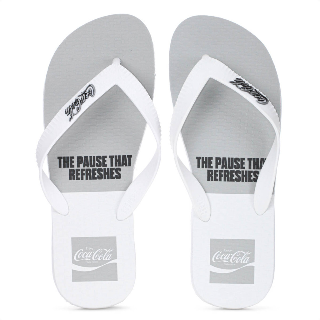 Chinelo Coca Cola Block Branco e Cinza - Juvenil em Oferta na Shopee