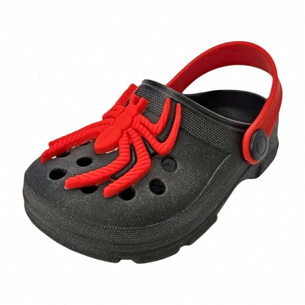 Sandália Infantil Clog Cross Aranha - Preto e Vermelho