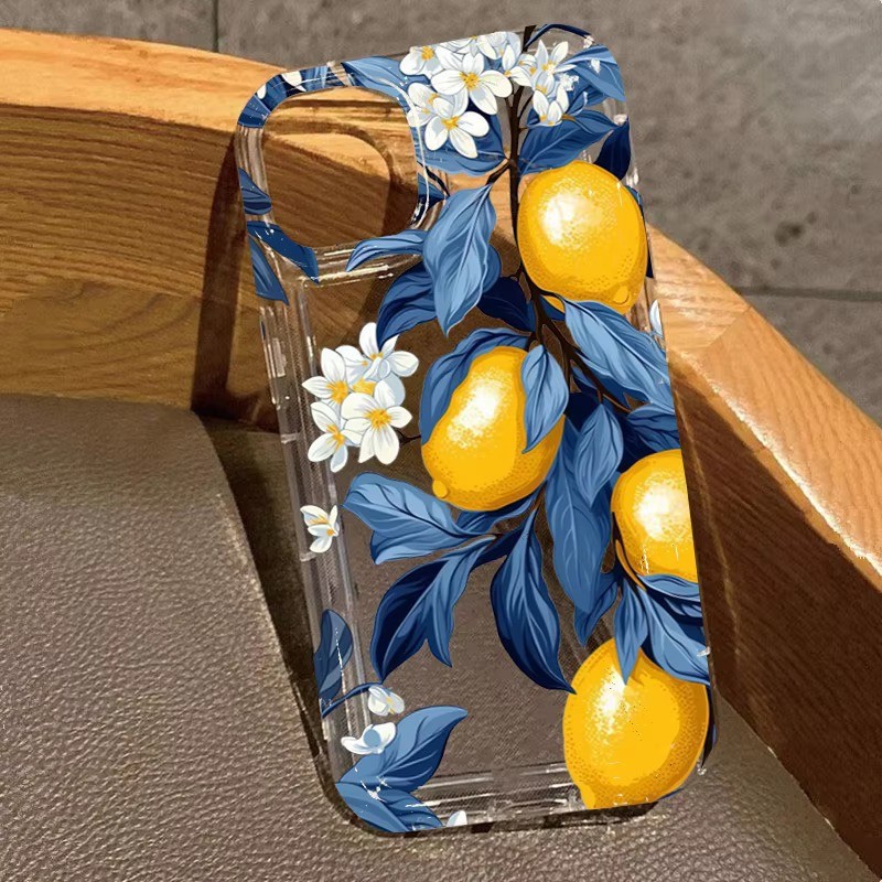 Verão Fruta Limão Flor Caso Claro Para Samsung A54 A55 A35 A15 A53 S25 S24 S23 Ultra S22 Plus S21 S20 FE Capa Macia