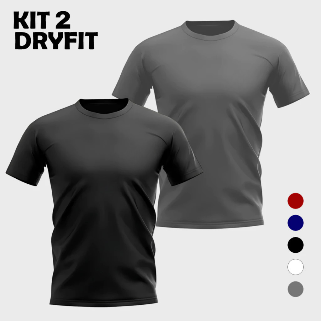 Kit 2 Camisas Dry Fit Masculina - Casual - Treino - Academia - Esportes - Exercícios - Corrida em Oferta na Shopee