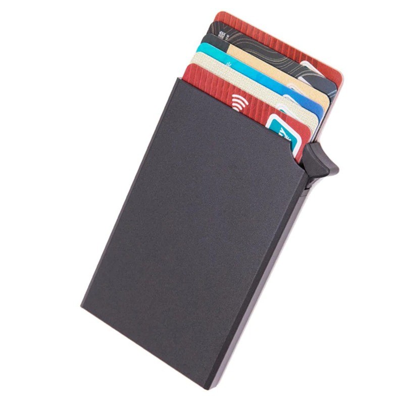 Carteira Minimalista Porta Cartões Em Alumínio Anti-Roubo RFID Pop-Up Ideal Para Uso Diário