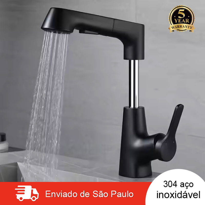 Torneira De Cozinha E Banheiro Aço Inox 304   Monocomando Flexível 2 Modos Misturador  Saída de Água Quente e Fria em Oferta na Shopee