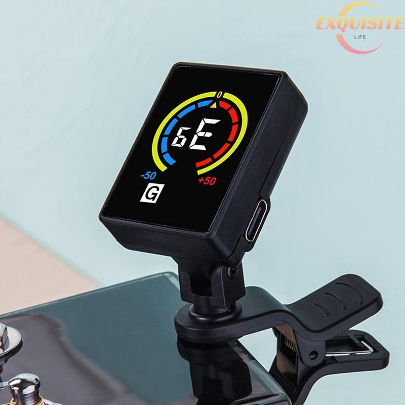[EL] Tela LCD Colorida De Carregamento USB Afinador De Guitarra Tunning Para Elétrica Acústica Baixo Clip-on Tuner Novo