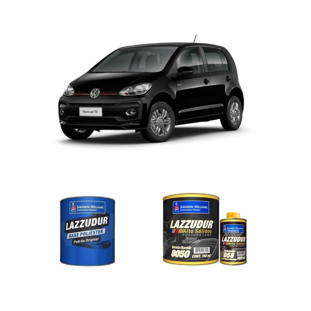 KIT TINTA POLIESTER PRETO NINJA 95/06 + VERNIZ 8050 0,9L LAZZUDUR em Oferta na Shopee