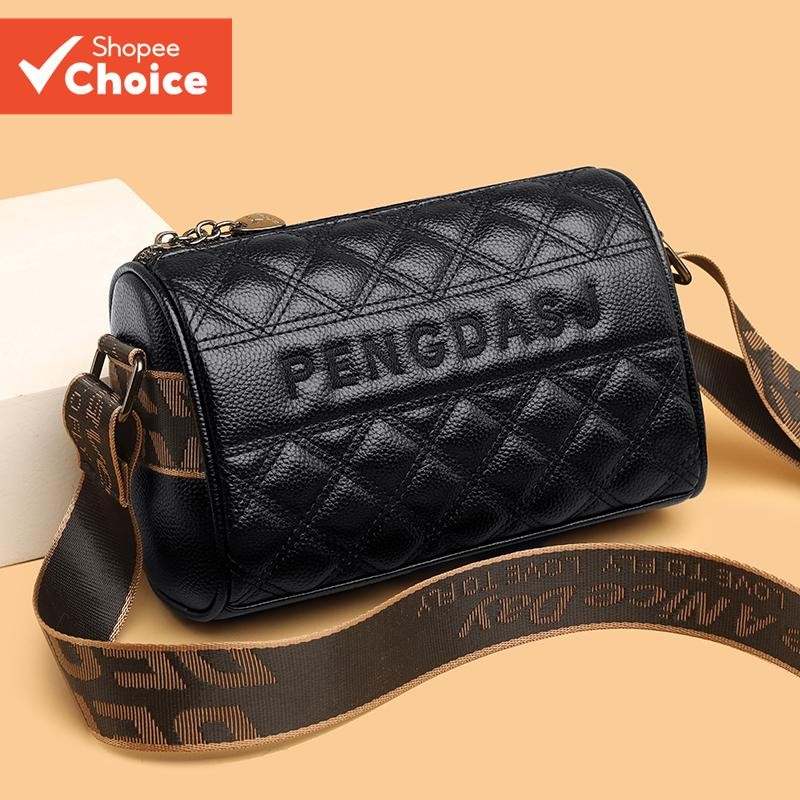 Nova Bolsa Fashion de Couro Macio com Alça Larga e Diamante Ombro Mensageiro