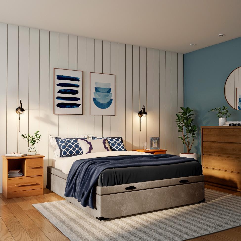 Base para Cama Box Casal Madden com Baú Suede (47x138x188) Bege em Oferta na Shopee