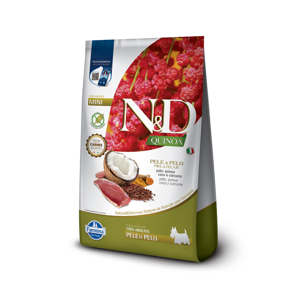 Ração N&D Quinoa Pele e Pelo Cães Adultos Raças Mini Pato 2,5 kg