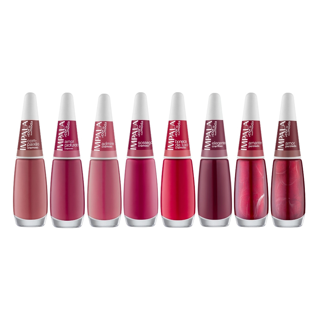 Kit Esmalte Impala Tons Vermelho A Cor Da Sua Moda Cremoso - Beauty