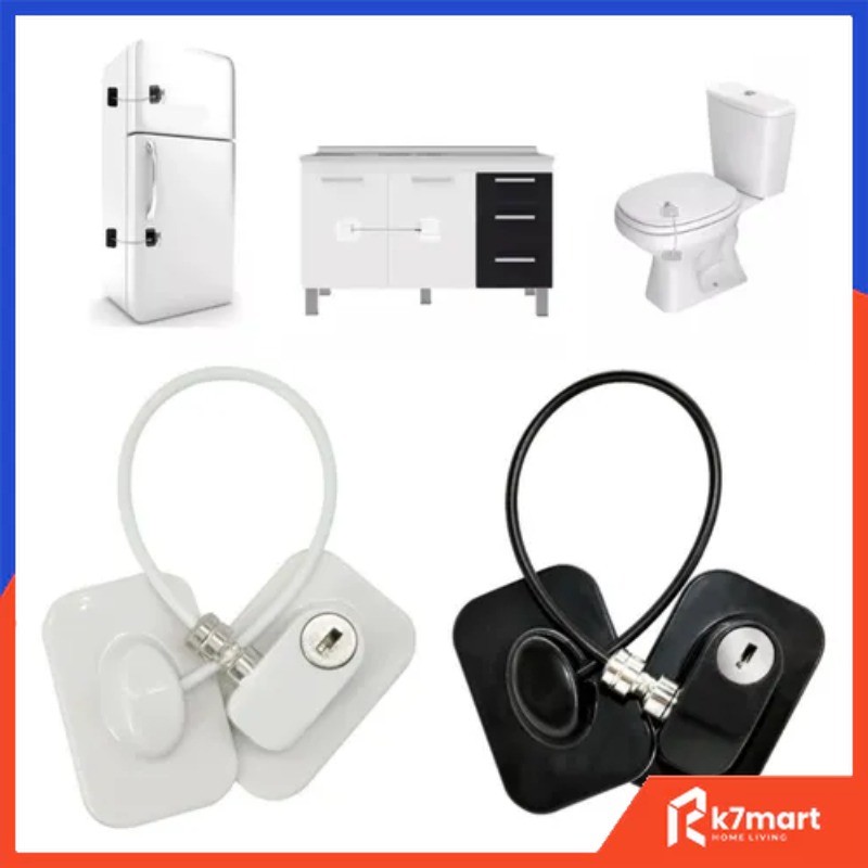 Kit 2 Trava Tranca Com Chave para Geladeira Freezer Porta Janela Gaveta Não Precisa Furar em Oferta na Shopee