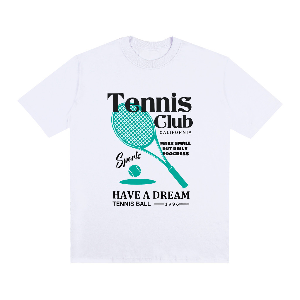 Camiseta Premium em Algodão PuroSISI Camiseta Oversized Feminina 100% Algodão Tennis Club academia poliamida