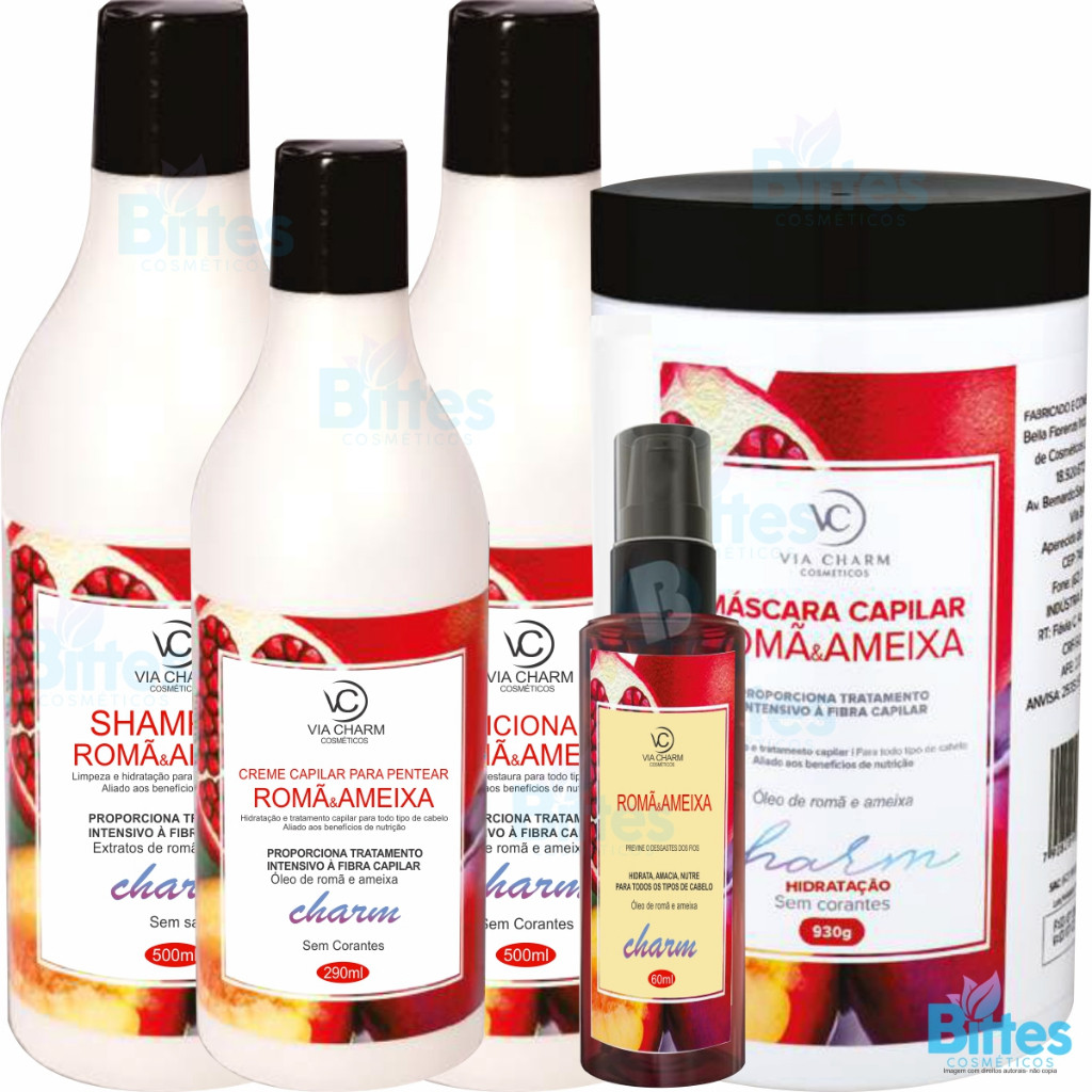 KIT ROMÃ E AMEIXA VC COSMÉTICOS TRATAMENTO INTENSIVO CAPILAR  COM ÓLEO REPARADOR DE PONTAS