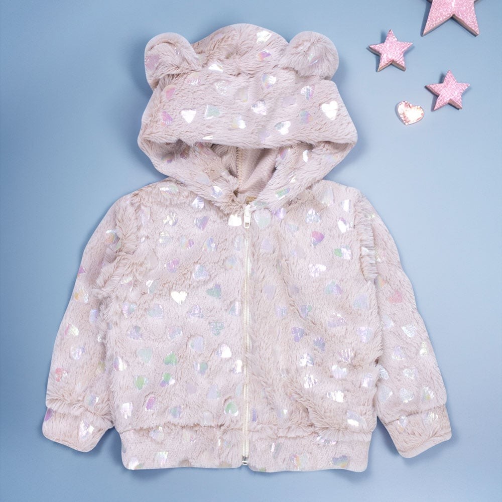 Casaquinho Bebê Peluciado Com Capuz E Orelhinha Bege em Oferta na Shopee