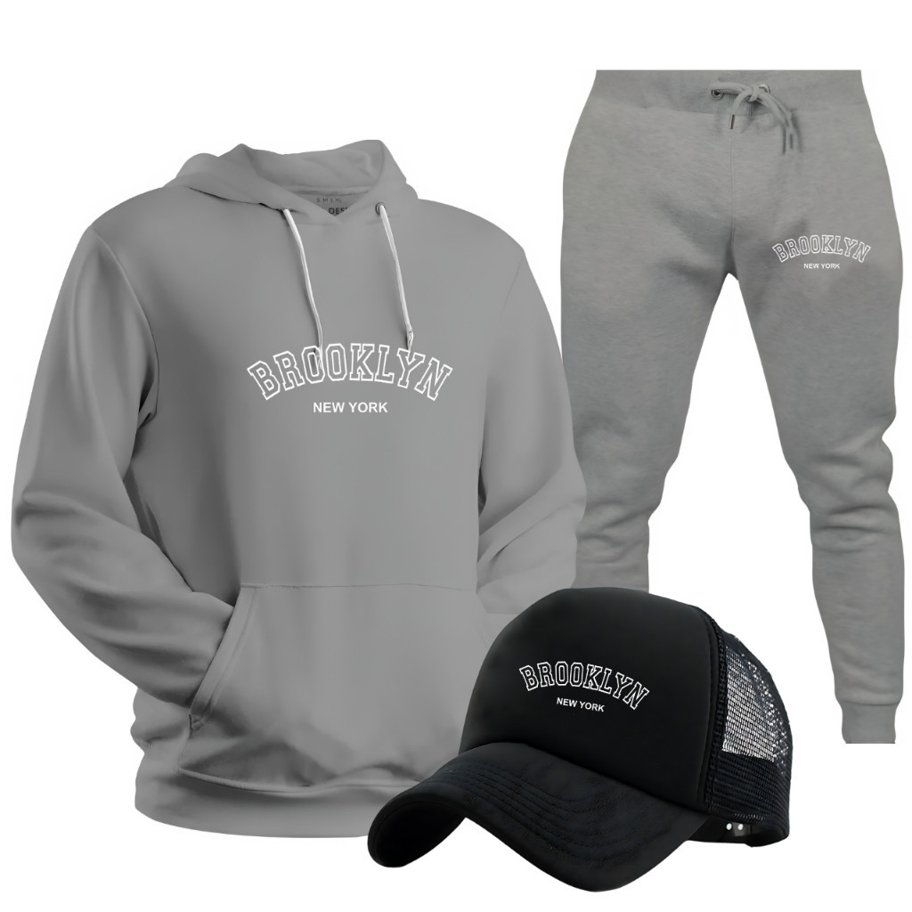 Conjunto Moletom Kit 3 peças Calça Blusa e Bone Ramalho Boots Qualidade Acima de Tudo