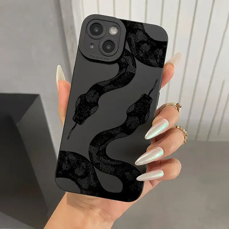 Cobra Vívida Impressão Gráfica Caso De Telefone Para iPhone 15 Pro Max Casos 14 13 12 11 XS XR X 7 8 Plus 15 Capa De Sil