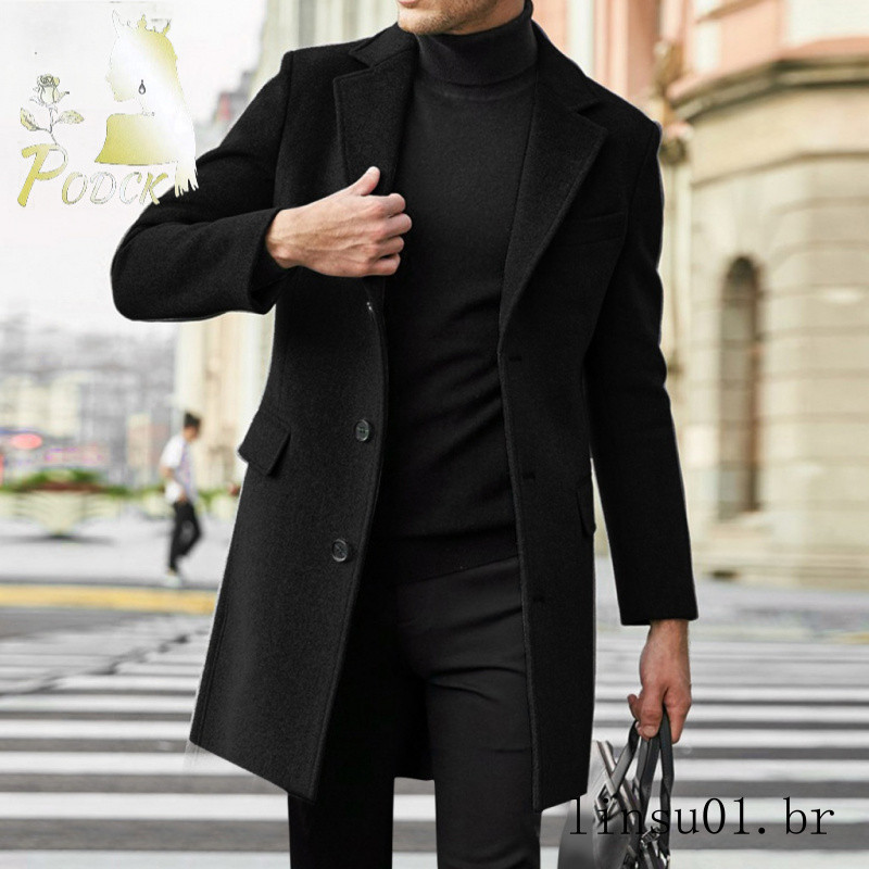 Detalhes do Novos Casacos De Lã , De Manga Longa Para Homens , Roupas De Rua , Moda , Top
