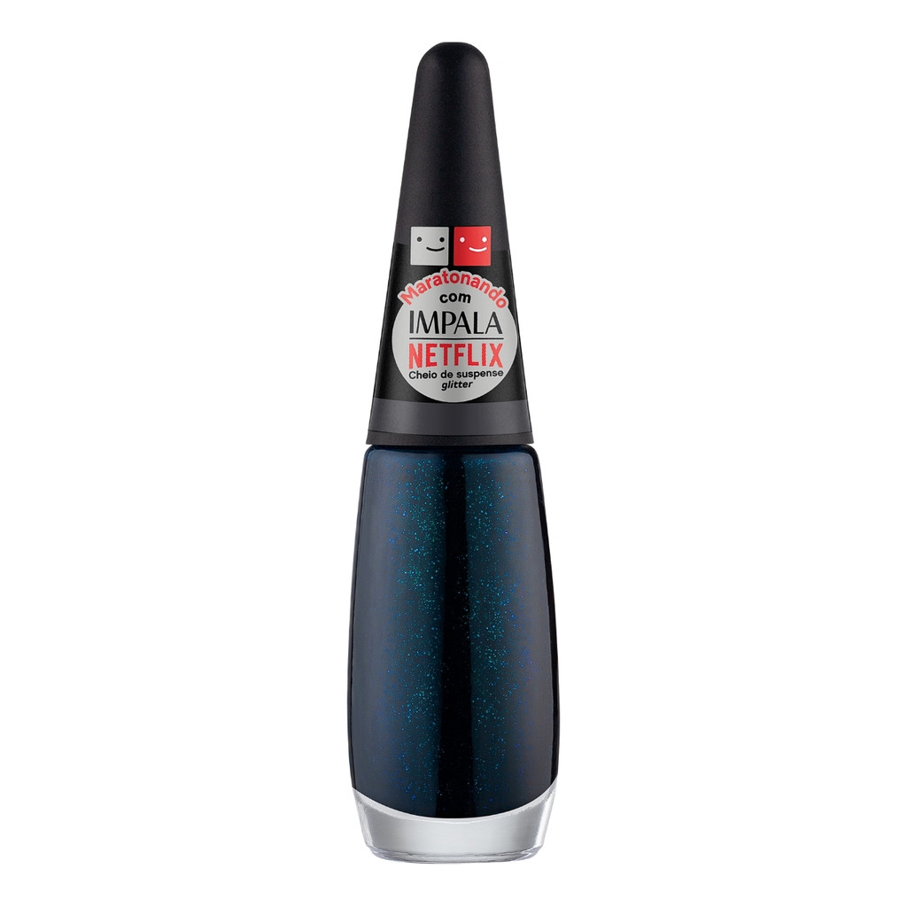 Esmalte Impala Netflix Cor Preto Cheio De Suspense Glitter - Beauty