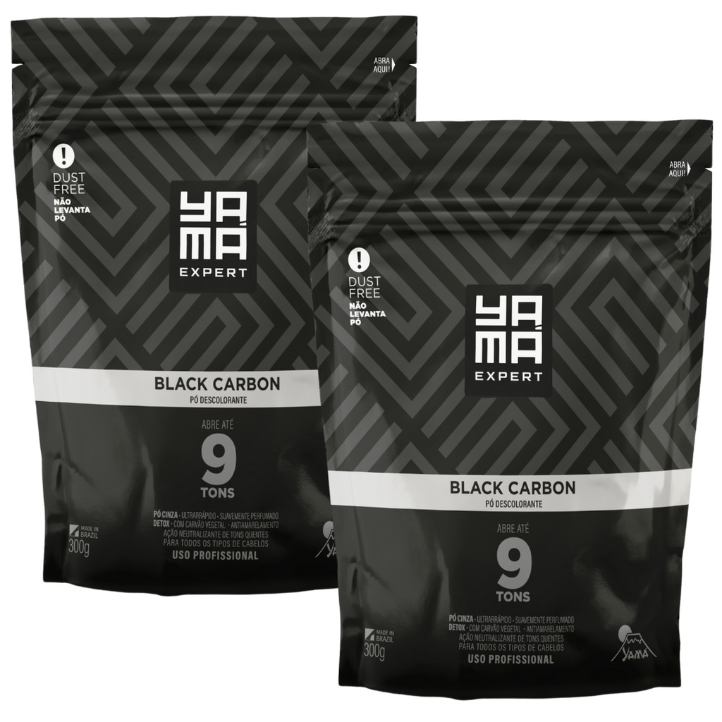 Kit 2 Pó Descolorante Black Carbon Profissional 9 Tons Efeito Rápido Yama Refil 300g