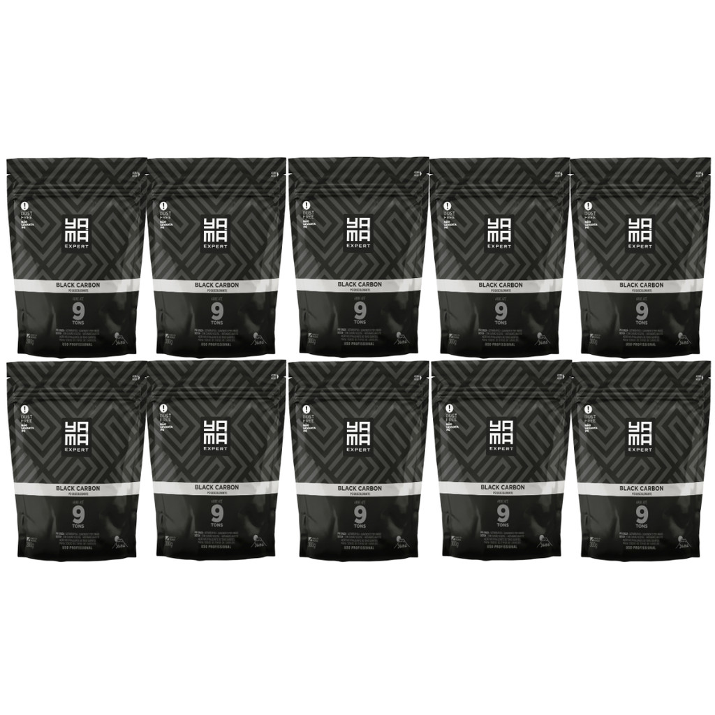 Kit 10 Pó Descolorante Black Carbon Profissional 9 Tons Efeito Rápido Yama Refil 300g