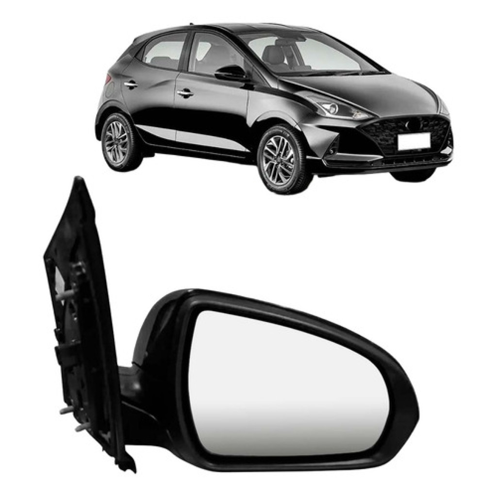 Retrovisor Elétrico Hyundai Hb20 2020 2021 2022 2023 2024 Com Pisca Capa Preta, peça referencia de mercado,