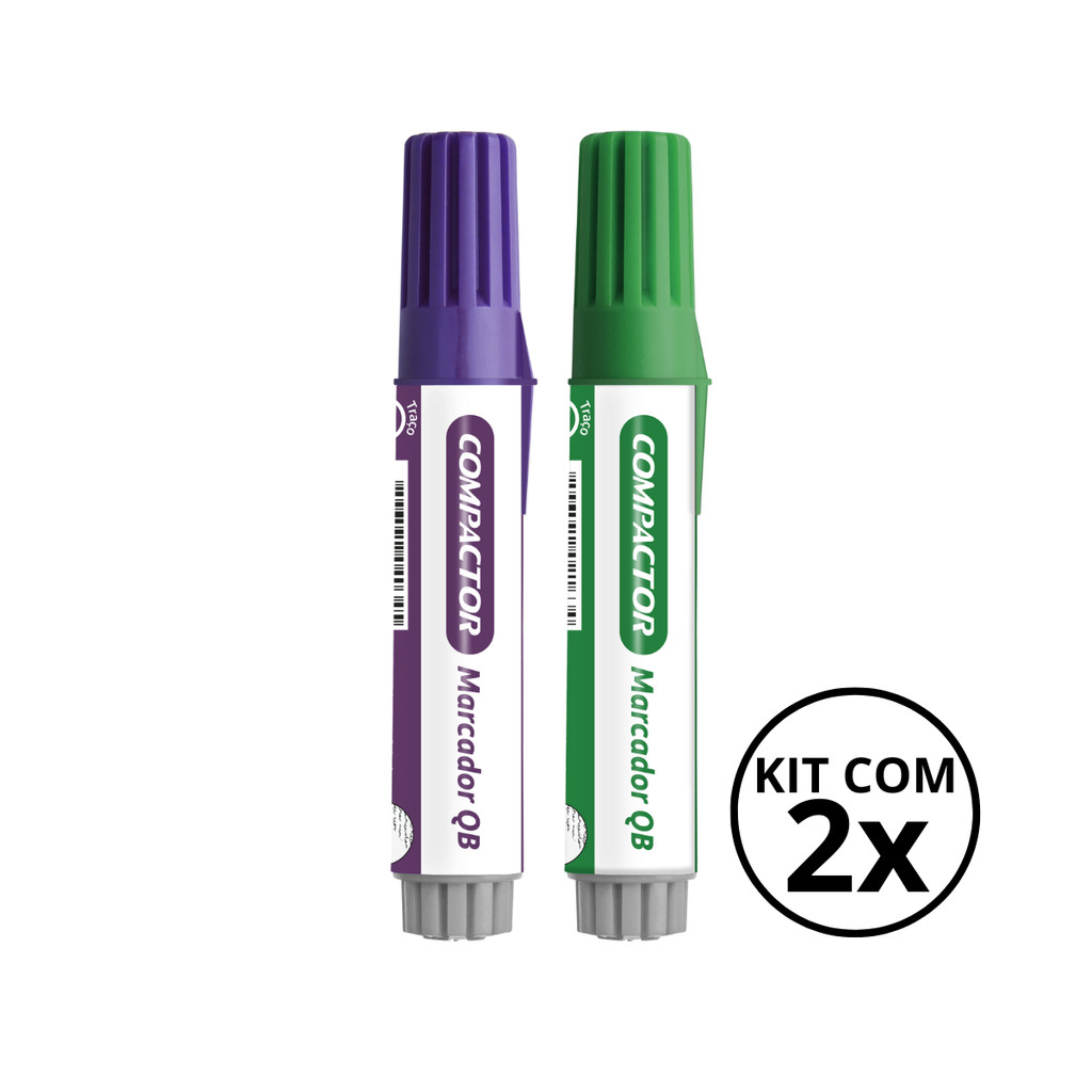 Kit com 2 Marcadores Para Quadro Branco - COMPACTOR COR:VIOLETA+VERDE em Oferta na Shopee