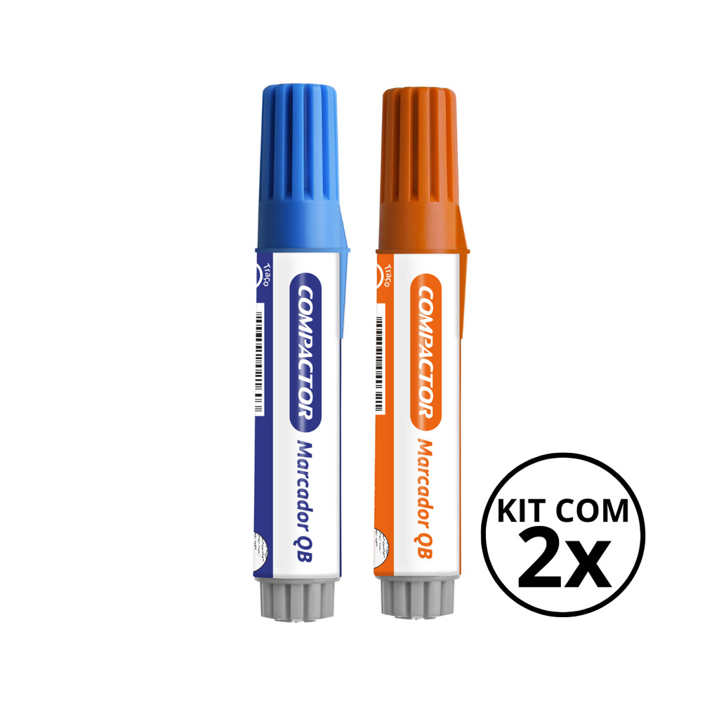 Kit com 2 Marcadores Para Quadro Branco - COMPACTOR COR:AZUL+LARANJA