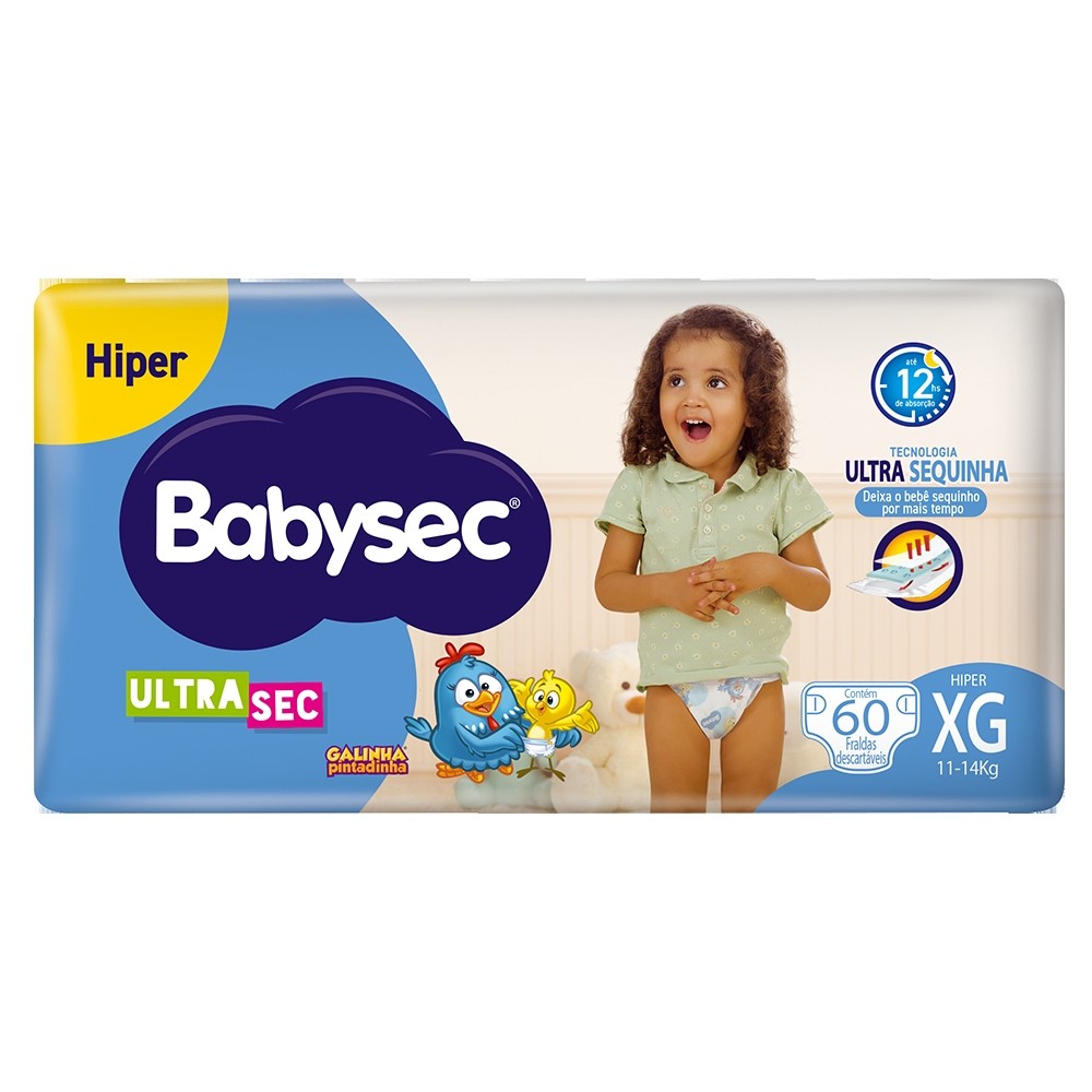 Fralda Babysec UltraSec Hiper Galinha Pintadinha XG - 56 Unidades em Oferta na Shopee