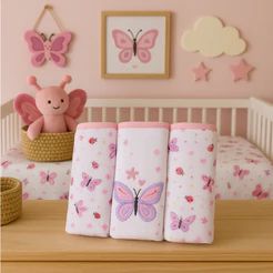 Kit Fralda Baby Gijo Bordado Borboleta - 3 Peças
