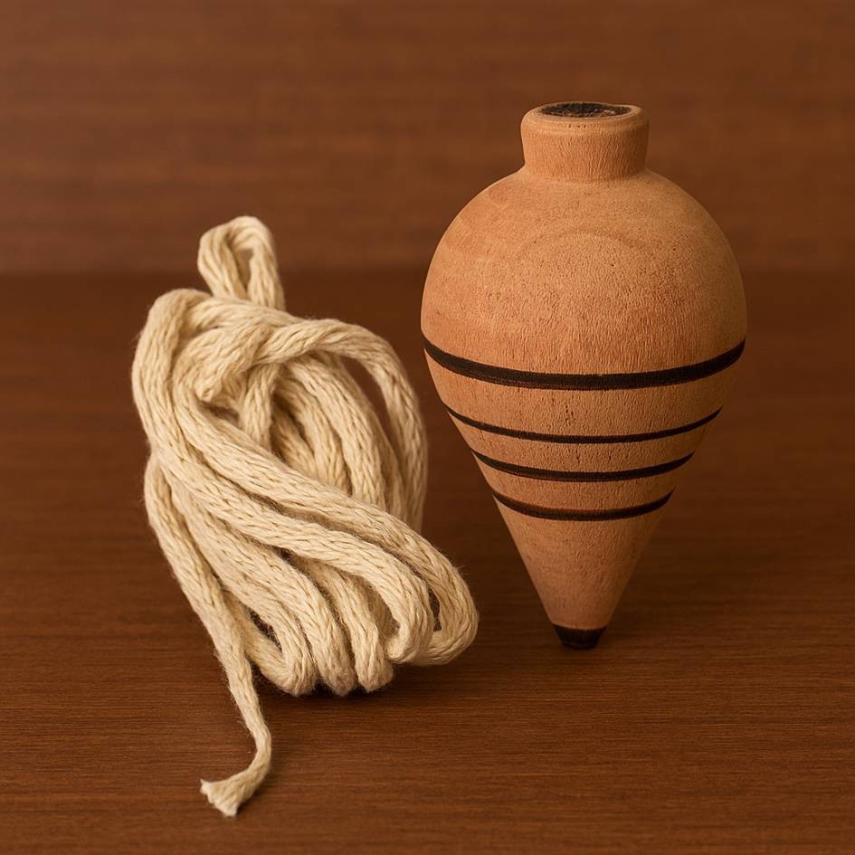 Pião de Madeira + Fieira Ponta de Ferro Redonda (INMETRO)