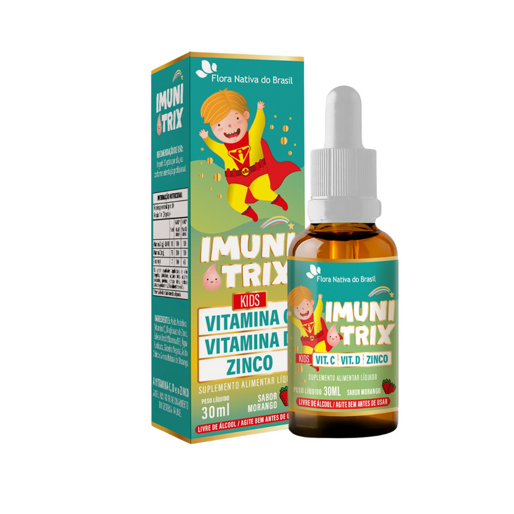 Polivitamínico Kids (Vit. C +D+Zinco) 30ml Sabor Morango - Flora Nativa