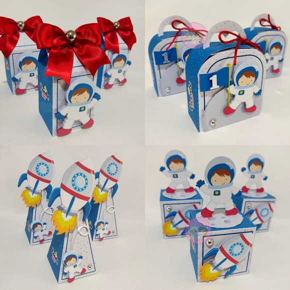 Kit Personalizados Pegue e Monte Astronauta Lembrancinha Caixinha