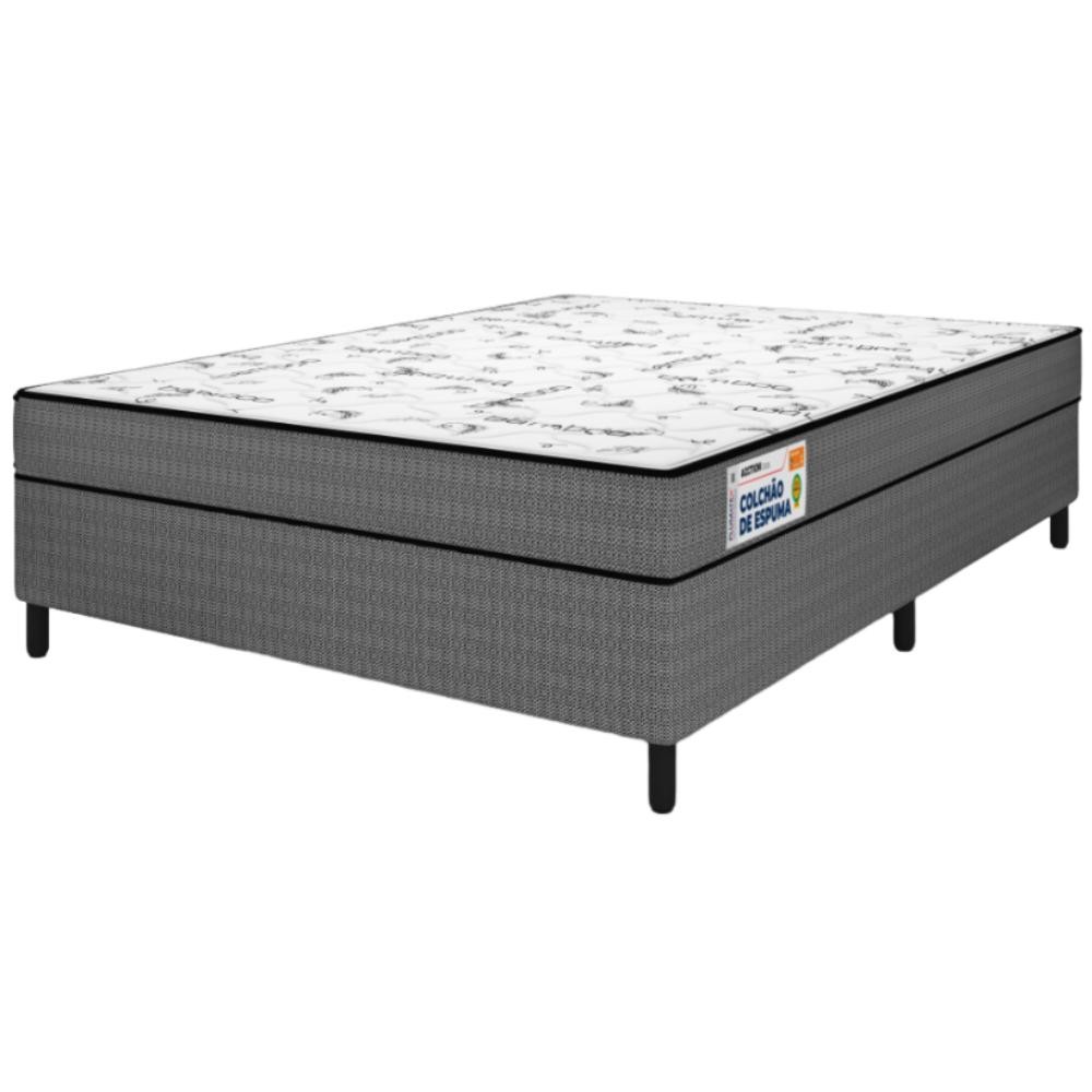 Conjunto Colchão Casal D33 138x188x17cm Firme + Cama Box Casal Plumatex Antiácaros Hipoalergênico em Oferta na Shopee