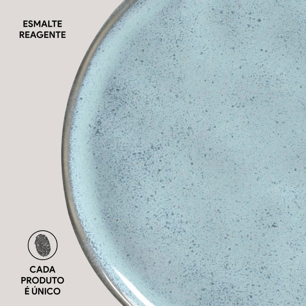 Prato Raso Jantar Refeição 27,5cm Bio Breeze Azul Cerâmica Porto Brasil — imagem 2 de 2