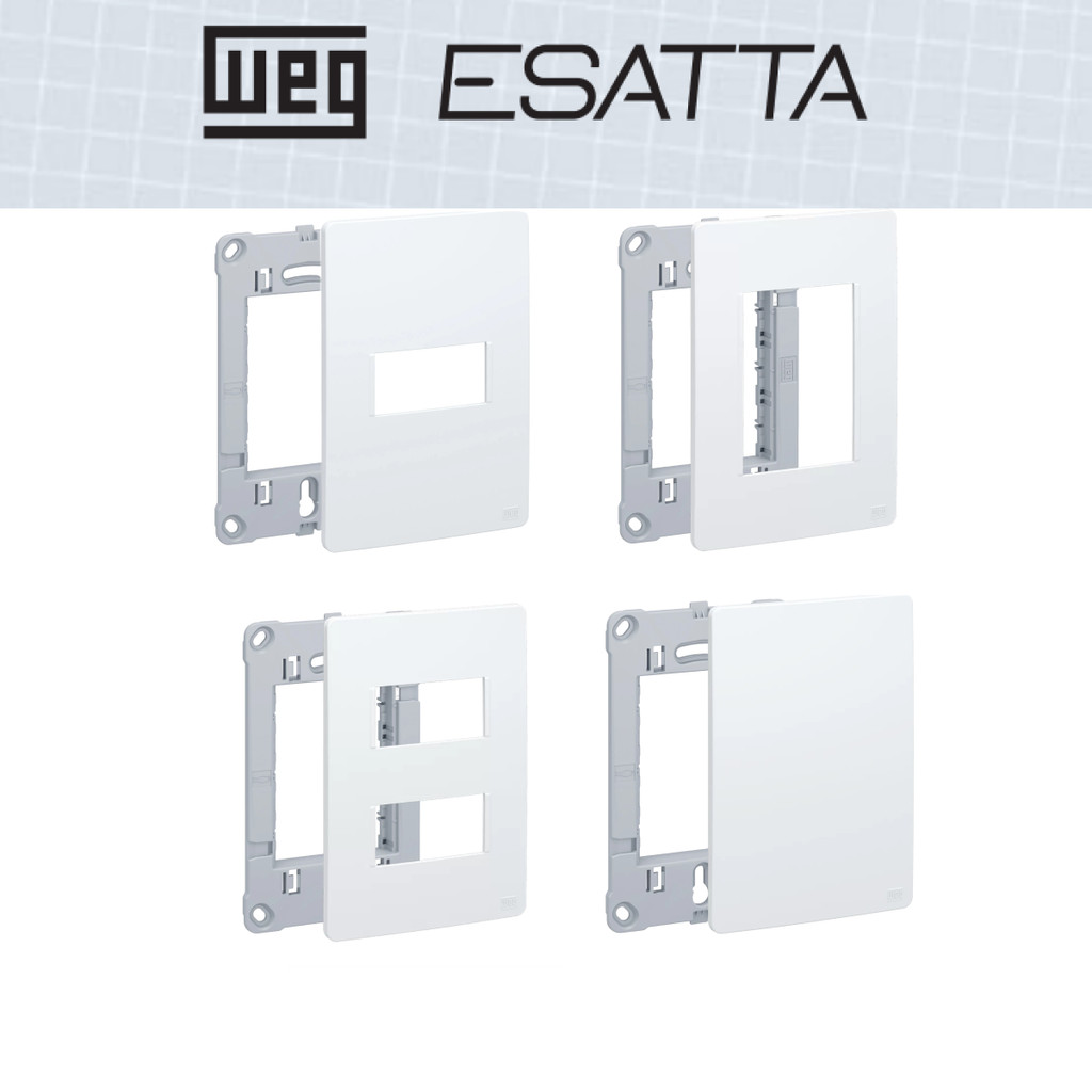 Kit Placa 4x2 com Suporte Esatta WEG Branca Espelho 4x2 Tampa Tomada Interruptor Esatta WEG