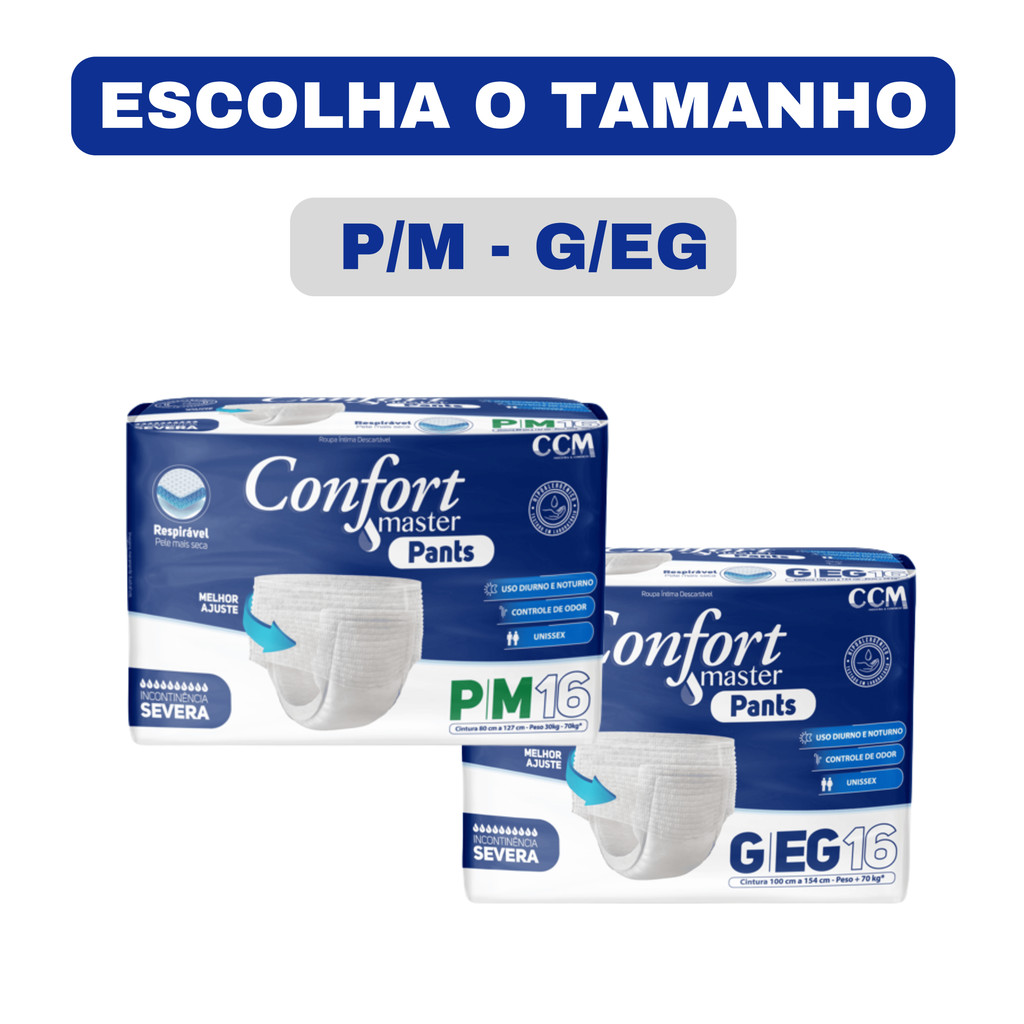 Fralda Confort Master Pants calça P/M ou G/EG