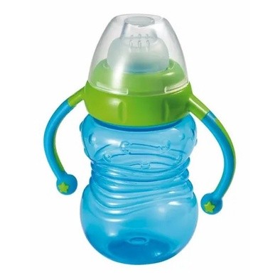Copo Treinamento Antivazamento Bico Silicone 275 Ml Azul/Verde 6m+ Multikids BB019