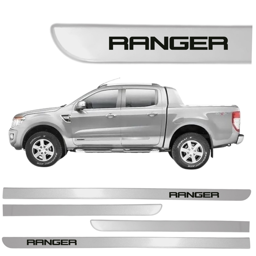 Jogo Lateral Friso Ford Ranger 2002 até 2025 Prata Geada