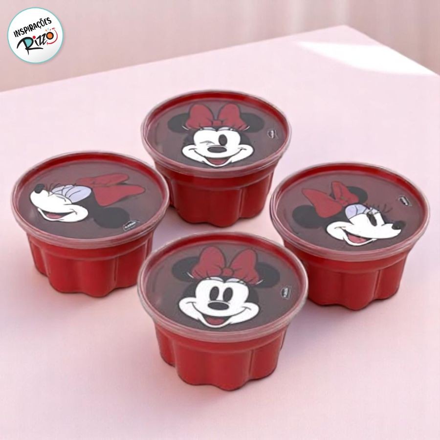 Formas para Gelatina - Minnie Vermelha - 150ml - 7,5x5cm - 4 unidades - Disney Original - Rizzo