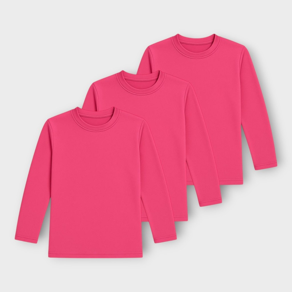 Combo 3 Camisetas Roupas Juvenis Térmicas Meninas Manga Longa Peluciadas Para Frio Inverno