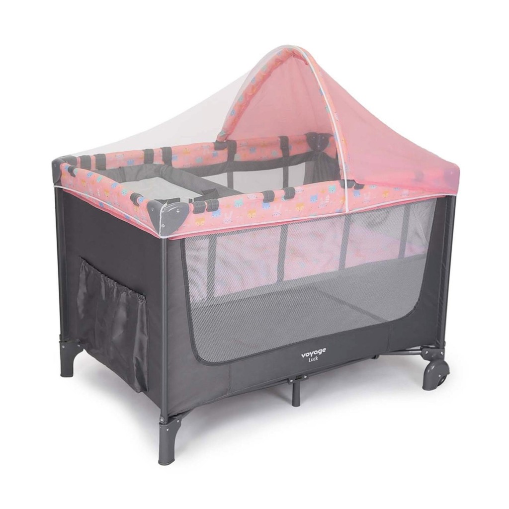 Berço Portátil Luck Rosa Boreal Com Trocador e Mosquiteiro Voyage em Oferta na Shopee