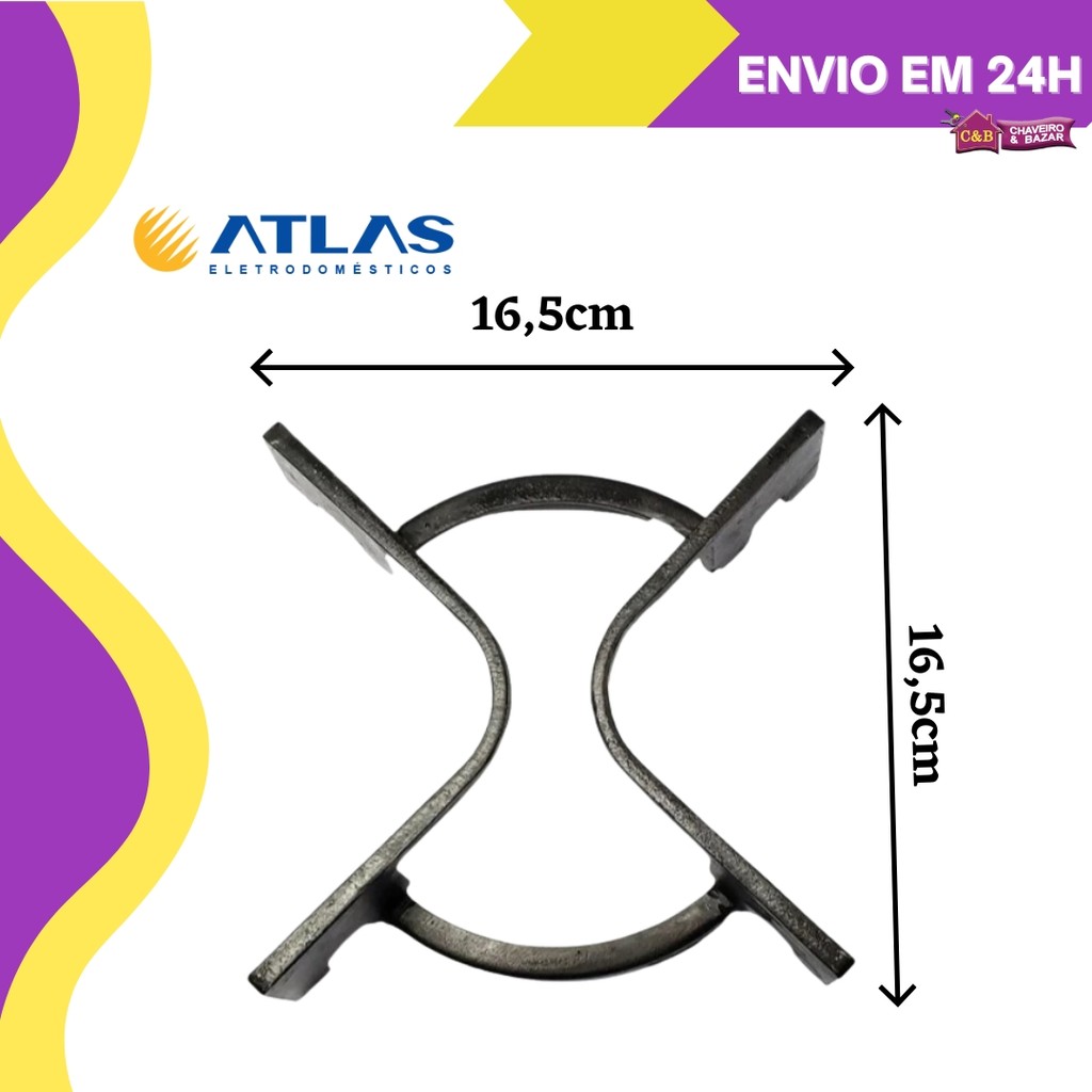 Grade Trempe Grelha Ferro Fundido Fogão Atlas Agile Glass