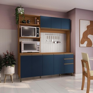 Cozinha Compacta Luna sem Tampo e Pia Kappesberg 3 Peças Canela/Azul Profundo em Oferta na Shopee